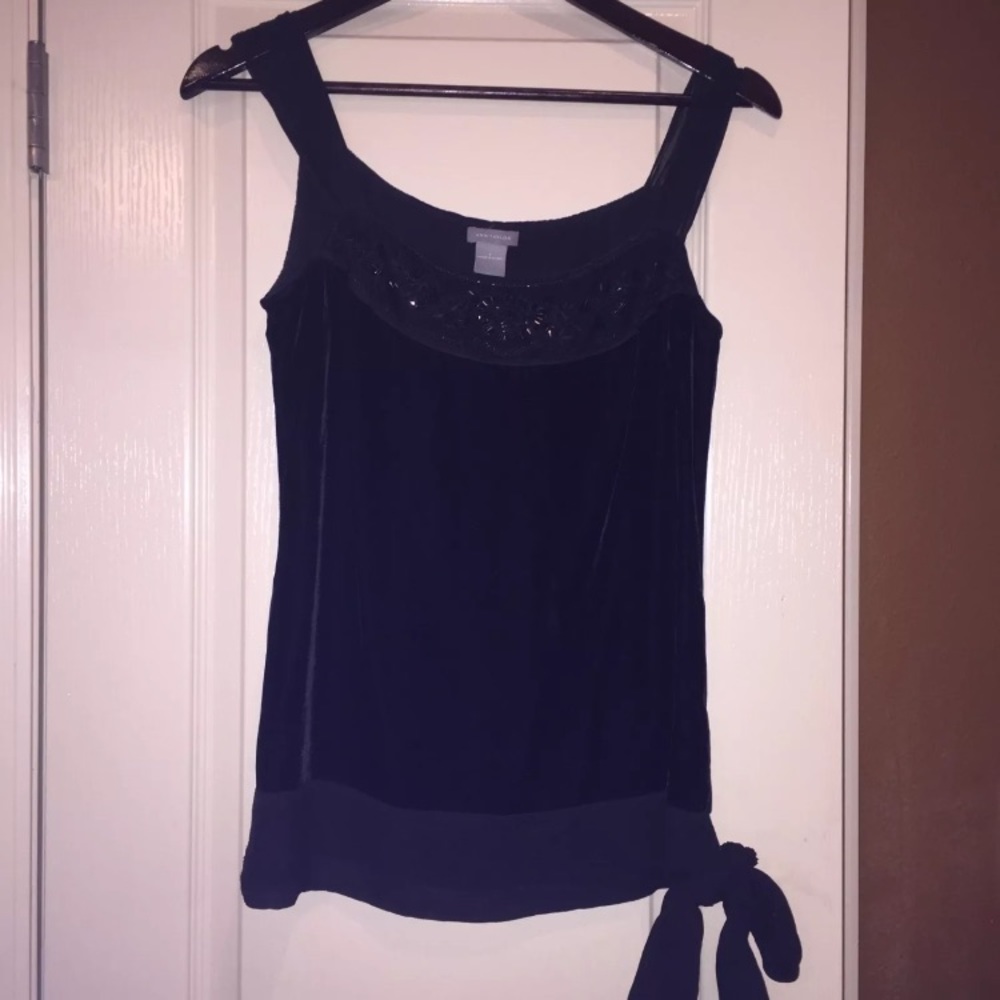 Ann Taylor Black Velvet Embellished top